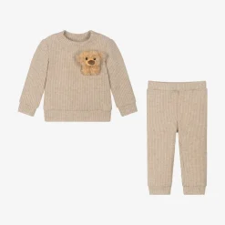 Jamiks Beige Bear Viscose Baby Trouser Set Discount
