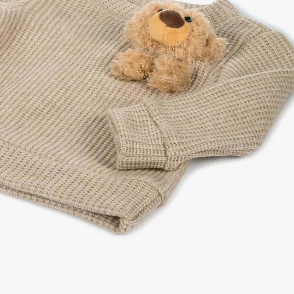 Jamiks Beige Bear Viscose Baby Trouser Set Discount