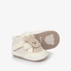 Mayoral Newborn Beige Borg Pre-Walker Trainers Discount