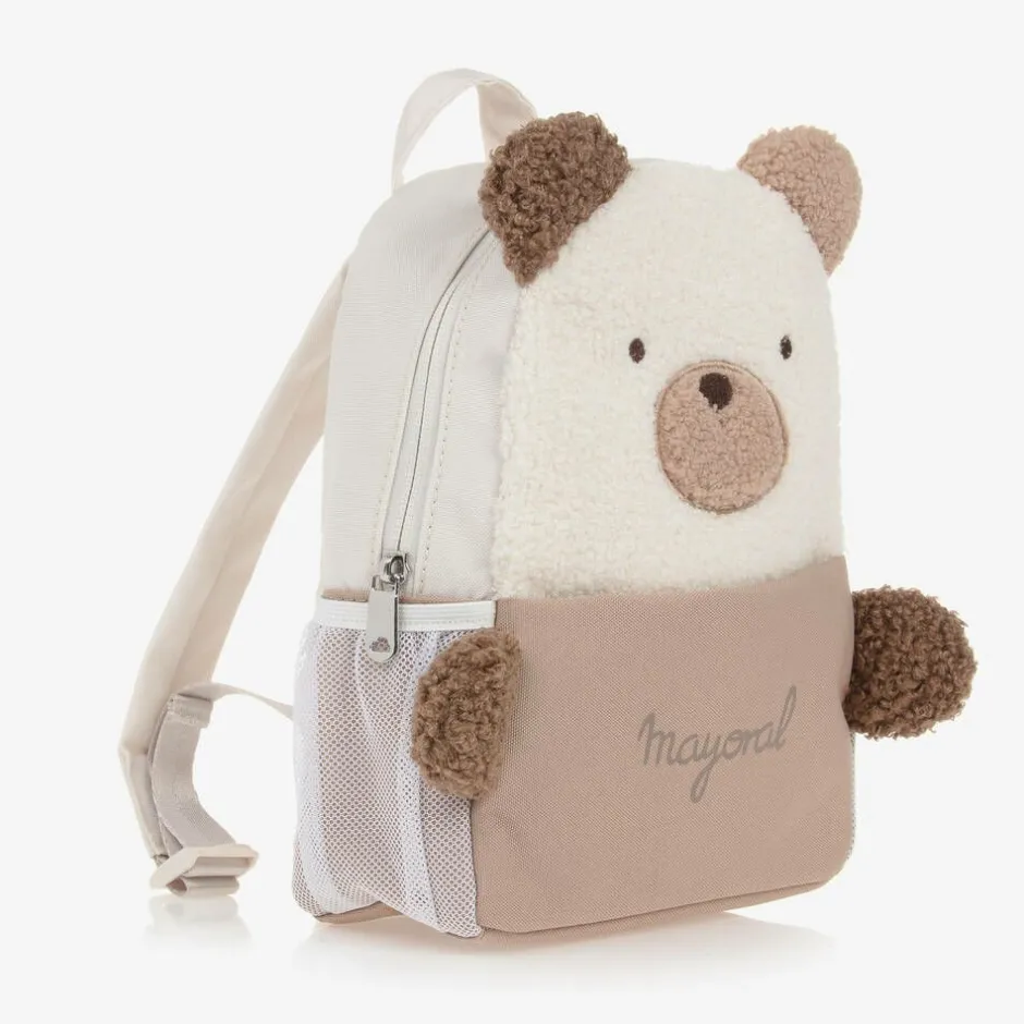 Mayoral Beige Bouclé Teddy Bear Backpack (25cm) Outlet