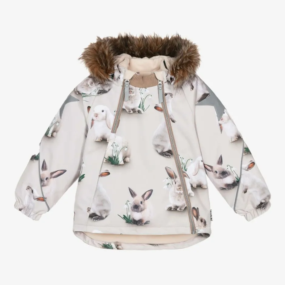 Molo Beige Bunny Rabbit Padded Ski Jacket Clearance