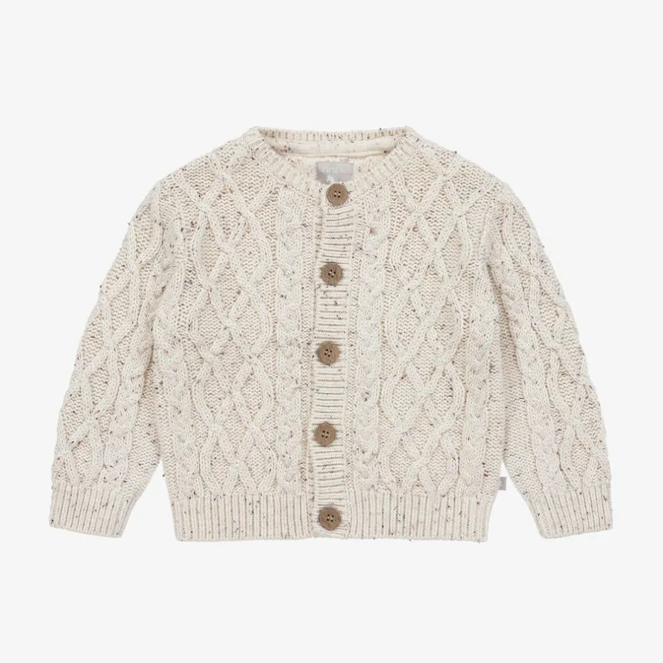 The Little Tailor Beige Cable Knit Cotton Cardigan New