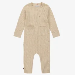 Tommy Hilfiger Beige Cable Knit Viscose Babygrow Outlet