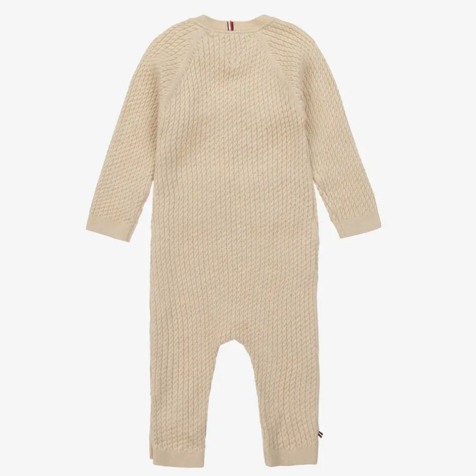 Tommy Hilfiger Beige Cable Knit Viscose Babygrow Outlet