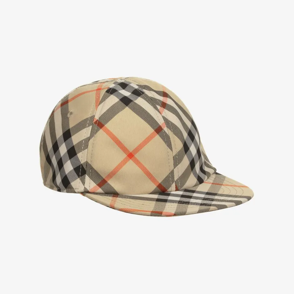 Burberry Beige Canvas Check Cap Hot
