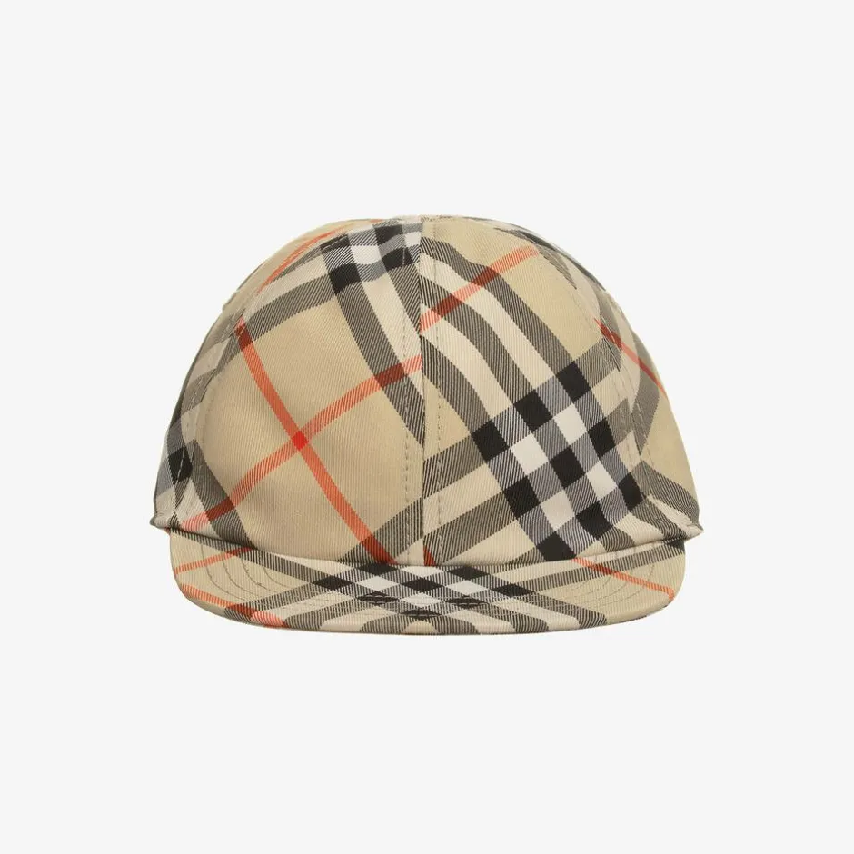 Burberry Beige Canvas Check Cap Hot