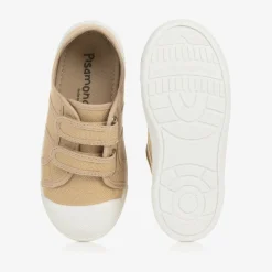 Pisamonas Beige Canvas Velcro Trainers