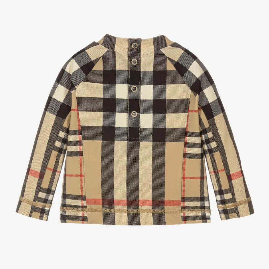 Burberry Beige Check Baby Sun Protective Top Discount