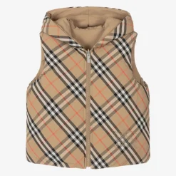 Burberry Beige Check Reversible Down Gilet SandCheck Online