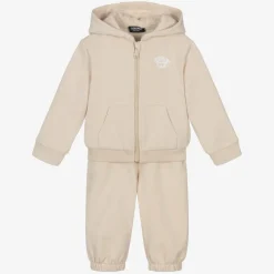 Versace Beige Cotton & Cashmere Baby Tracksuit Outlet