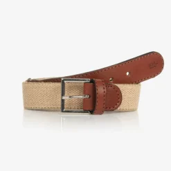Zaccone Beige Cotton & Leather Belt Outlet