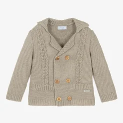 Foque Beige Cotton & Wool Knitted Cardigan Online