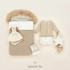 Paz Rodríguez Beige Cotton & Cashmere Knitted Baby Nest (77cm) Outlet