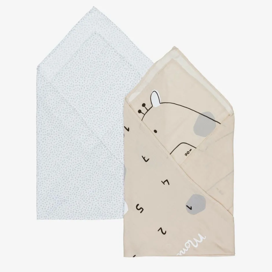 Mayoral Beige Cotton Baby Milestone Swaddles (2 Pack) Online