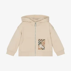 Burberry Beige Cotton Baby Zip-Up Top Calico