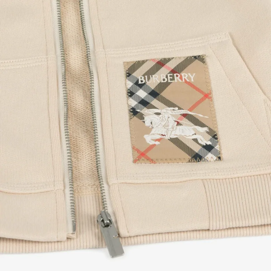 Burberry Beige Cotton Baby Zip-Up Top Calico