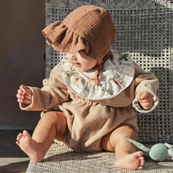 Elodie Beige Cotton Bonnet Outlet