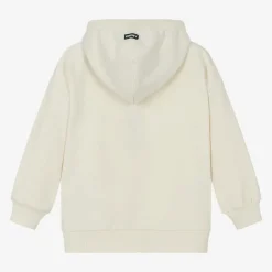 DKNY Beige Cotton Hooded Zip-Up Top Sale