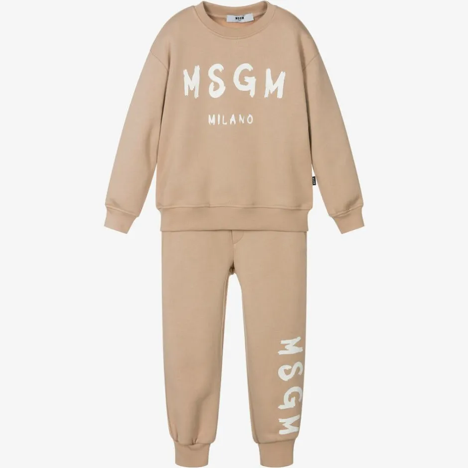 MSGM Beige Cotton Jersey Tracksuit Hot