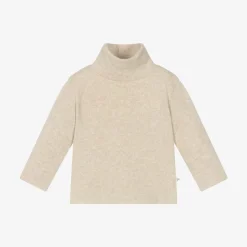 1 + in the family Beige Cotton Knit Turtleneck Baby Sweater Clearance