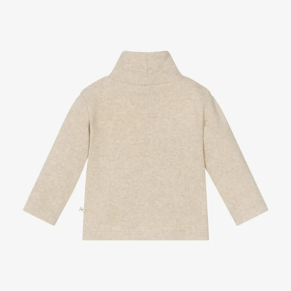 1 + in the family Beige Cotton Knit Turtleneck Baby Sweater Clearance
