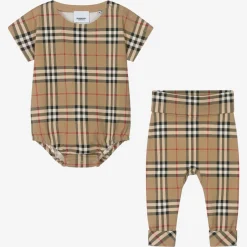 Burberry Beige Cotton Vintage Check Baby Gift Set Discount