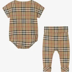Burberry Beige Cotton Vintage Check Baby Gift Set Discount