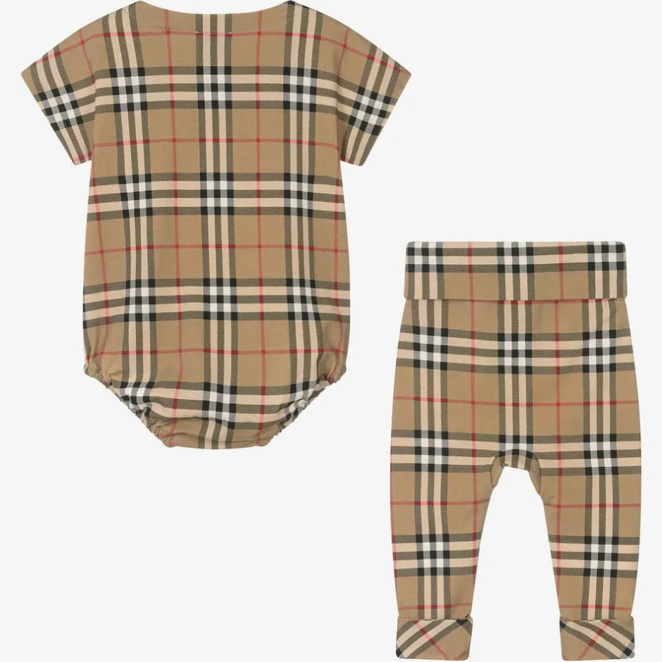 Burberry Beige Cotton Vintage Check Baby Gift Set Discount