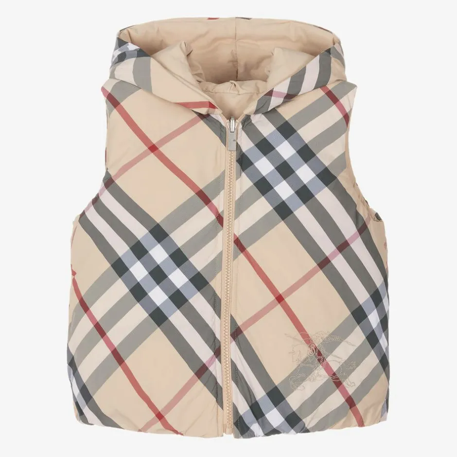 Burberry Beige Down Padded Reversible Gilet PaleStone Sale