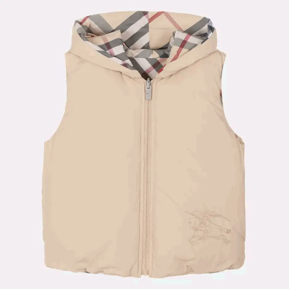 Burberry Beige Down Padded Reversible Gilet PaleStone Sale