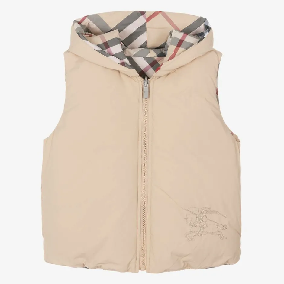 Burberry Beige Down Padded Reversible Gilet PaleStone Sale