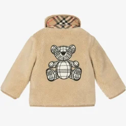 Burberry Beige Faux Fur Baby Jacket Outlet
