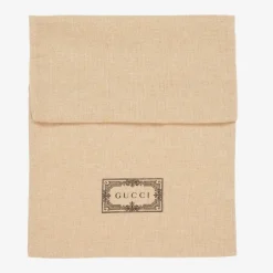 Gucci Beige Faux Fur Logo Sliders New