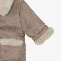 Mayoral Newborn Beige Faux Suede Baby Coat Online