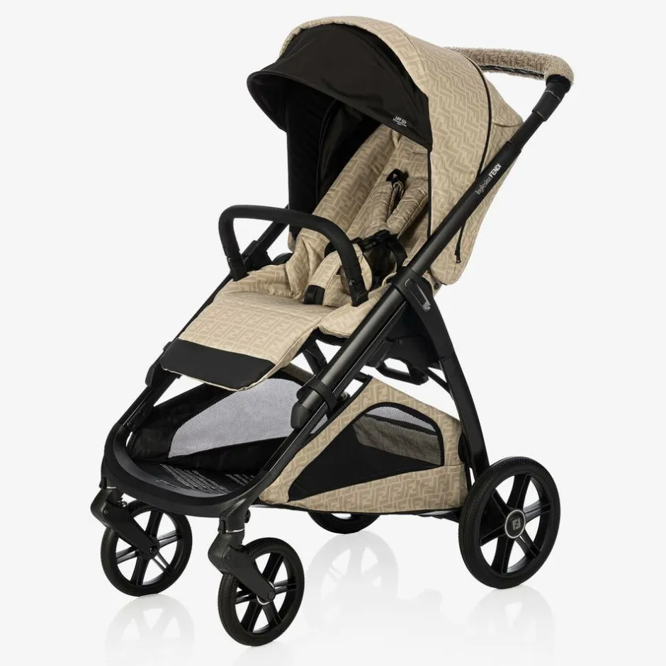 Fendi Beige FF Logo Stroller New