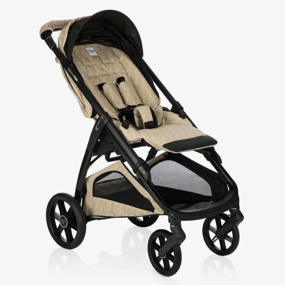 Fendi Beige FF Logo Stroller New