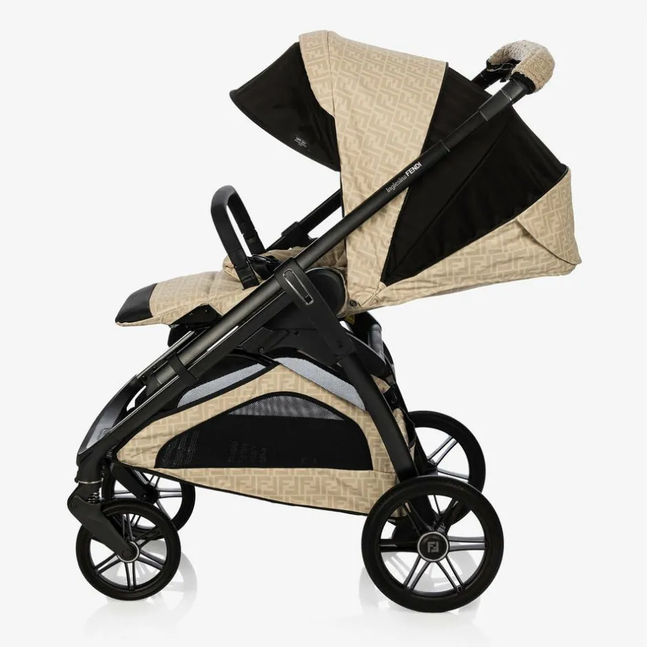 Fendi Beige FF Logo Stroller New