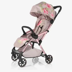Monnalisa Beige Floral Baby Stroller