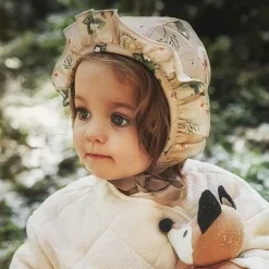 Elodie Beige Floral Cotton Bonnet Outlet