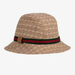 Gucci Beige GG Cotton Canvas Hat New