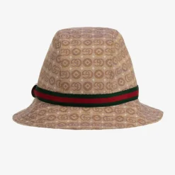 Gucci Beige GG Cotton Canvas Hat New