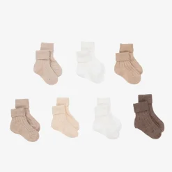 Story Loris Beige Knitted Baby Socks (7 Pack) Sale