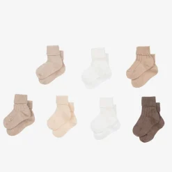 Story Loris Beige Knitted Baby Socks (7 Pack) Sale