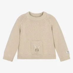 Donsje Beige Knitted Cotton Bunny Sweater Macaroon New