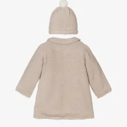 Mayoral Newborn Beige Knitted Cotton Pram Coat & Hat Set