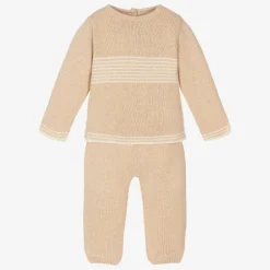 NaturaPura Beige Knitted Cotton Trouser Set Outlet