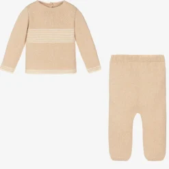 NaturaPura Beige Knitted Cotton Trouser Set Outlet