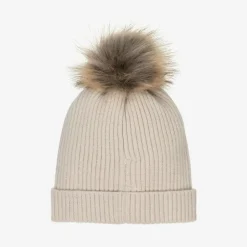 Babidu Beige Knitted Pom-Pom Hat Hot