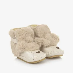 Donsje Beige Leather & Faux Fur Poodle Pre-Walkers LightBeige Outlet
