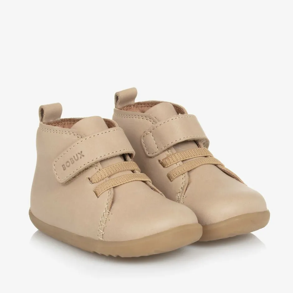Bobux Step Up Beige Leather First Walker Boots Best